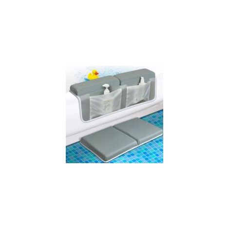 Agenouilloir de bain avec repose-coude, tapis antidérapant et support de coude pour le bain de bébé Tapis de bain avec sac de rangement Séchage rapide - Crezuo (1/4)