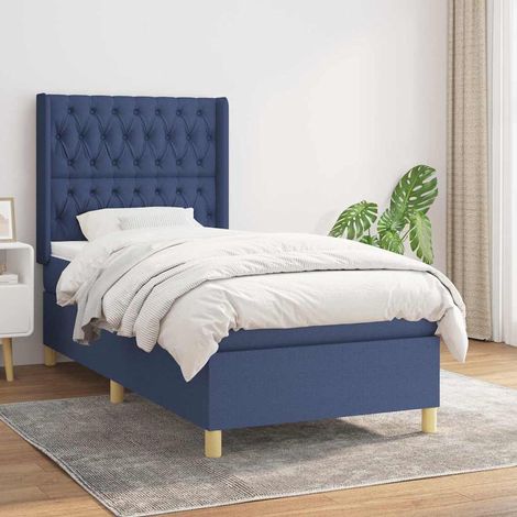 vidaXL Cama box spring con colchón tela azul 90x190 cm (1/5)
