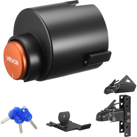 VEVOR Antivol Attelage Remorque Compatible avec Coupleurs a Boule Moules 58,6 mm, Verrou Attelage Remorque Robuste avec 3 Cles, Anticorrosion, Verrouillage Securite pour Camping-cars Remorques Bateaux