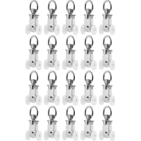 Bardusch-Lot de 20 rouleaux de rail planeur pour rideaux – Roulettes en métal et plastique – Diamètre 10 mm – Charge maximale 400g (1/5)