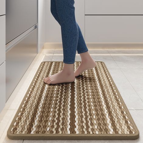 Paillasson marron 45 x 70 cm 1 tapis de cuisine Tapis absorbant l'huile, absorbant l'eau, résistant aux taches, antidérapant Paillasson d'entrée (1/5)