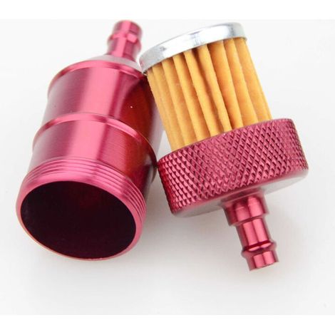 Filtre à carburant GOOFIT rouge CNC, compatible avec les modifications pour motos tout-terrain/quads, filtre à huile en métal transparent, élément filtrant lavable. (1/5)
