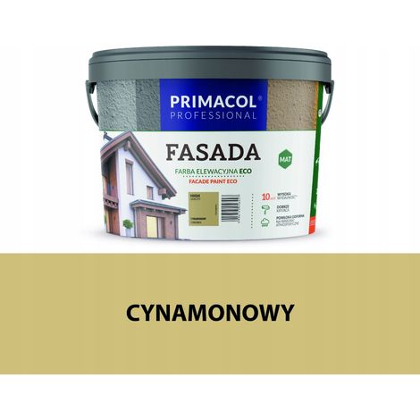 Pintura para fachadas Primacol Fasada Eco color canela, 9 l, mate, 10 m²/l, 1 unidad. (1/2)
