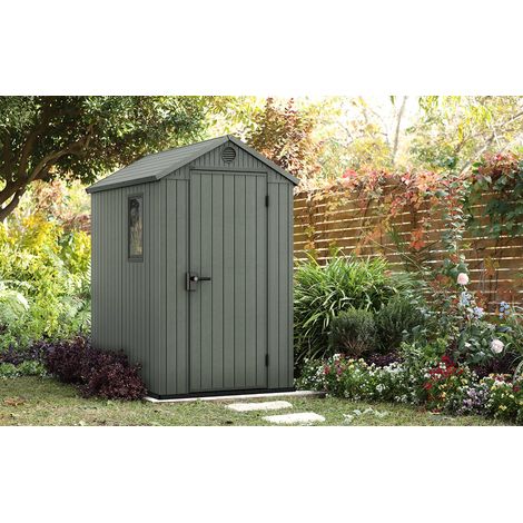 Dmora - Caseta de jardín Osoyoos, Cobertizo de jardín, Caseta de jardín, Trastero para herramientas, 126x185 h205 cm, Verde