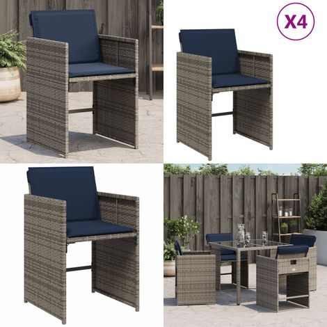 vidaXL Chaises de jardin avec coussins lot de 4 gris résine tressée (1/5)