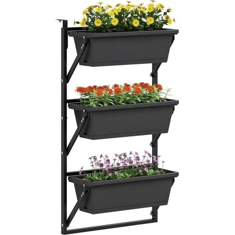 Lot de pots à plantes carrés en plastique gris foncé avec trous de drainage, dimensions 56 × 42 cm (1/5)