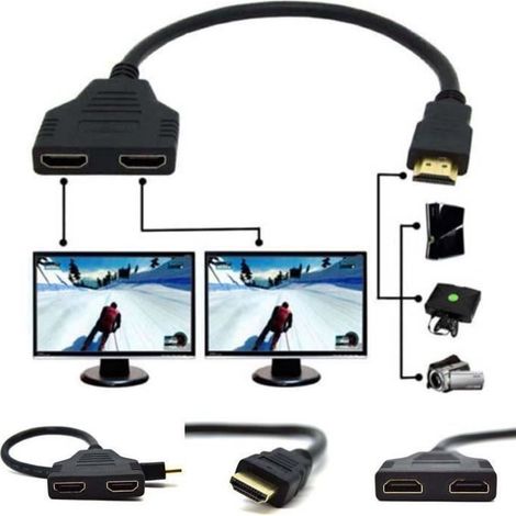 Adaptateur Prise HDMI Mâle vers Double HDMI Femelle Multiprise hdmi switch