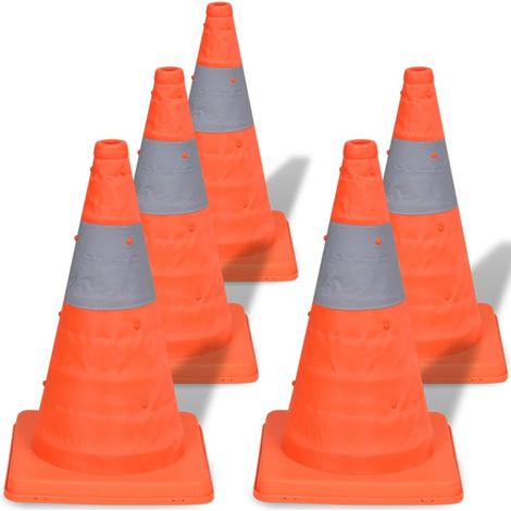 Conos de tráfico desplegables 42cm (5 unidades) vidaXL (1/2)