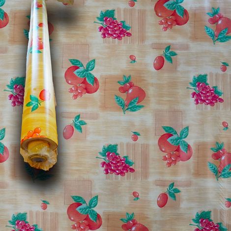 MEGA STOCK Rotolo da 20 metri (H140cm) di Tovaglia PVC telata cerata Per Casa, Sagre, Pizzerie POMODORI