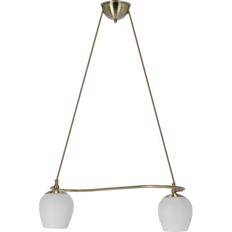 Suspension minimaliste patine laiton 2xE27 Serano Candellux (1/3)