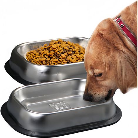 Square stainless steel dog bowl