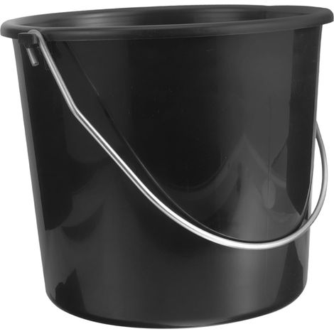 Seau à Aliments pour Veaux 8 L en Plastique Noir, Poignée Grosse Capacité, Facile à Porter Verser, Usage Ferme Cuisine, Récipient pour Eau (1/5)