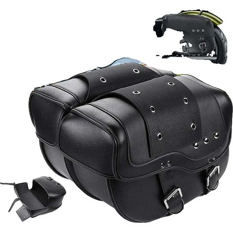 Sacoche de moto, cuir PU, 40 x 16 x 30 cm, placement gauche/droit, ajustement universel, 3 kg (1/5)