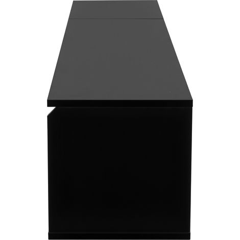 Meuble TV brillant 180 cm, blanc et noir avec éclairage LED USB, table basse TV moderne à fixer au mur, meuble téléviseur à lumière changeante pour salon (1/5)