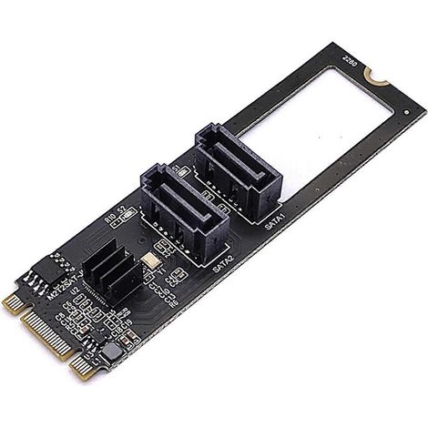 Carte adaptatrice M.2 NVMe PCI-E vers 2 ports SATA 3.0 avec câbles SATA pour PC de bureau - C- (1/4)