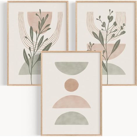 Bleosan – Set mit 3 dekorativen Wandbildern (30 x 40 cm) – Gedruckt auf 350 g/m² Papier – Für Schlaf- und Wohnzimmer – Moderner Boho-Stil (1/5)