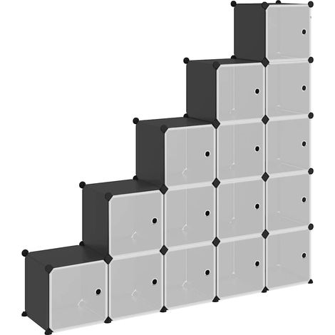 Cubes de rangement 15 pcs avec portes Noir PP