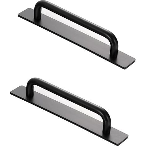 Poignées autocollantes 2 pièces poignées de porte et de fenêtre autocollantes poignées de porte à pression en aluminium autocollantes (noir) (1/5)