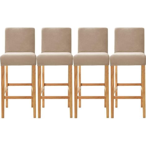 4 Pièces Housse De Chaise Extensible Velours Pour Tabouret De Bar Avec Dossier Bas Lavable Salon Cuisine (1/5)