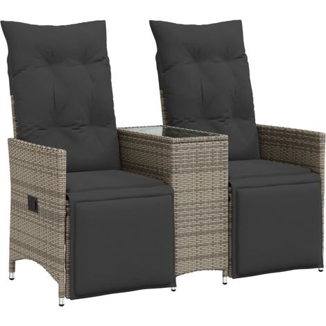 Maison Exclusive - Gartensofa 2-Sitzer Verstellbar mit Tisch Grau