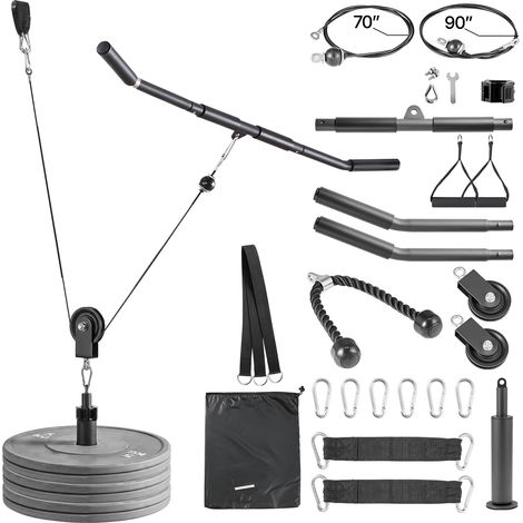 Mophorn Sistema a Carrucola da Soffitto per Lat Pulldown, Kit per Trazioni Lat con Barra e Puleggia, Attrezzo da Palestra Domestica per Allenamento di Braccia e Spalle, Capacità Massima 150 kg (1/5)