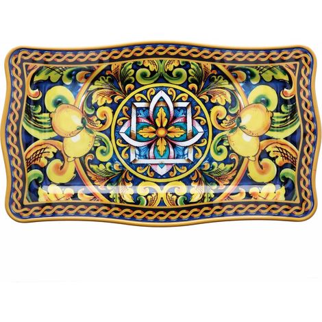 Regalo Italiano Vassoio Rettangolare Melamina Lemon 48 x 28 Cm H 2 Cm Giallo