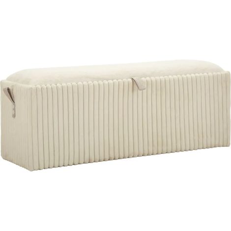 Pouf Panca Contenitore Bianco Imbottito Mdf Poliestere Camera da Letto (1/4)