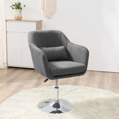 Drehstuhl, höhenverstellbarer Bürostuhl, leinenartiges Polyester, Metall, 60 x 60 x 79-91 cm, Dunkelgrau