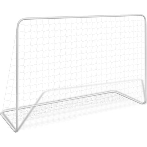 Porta da Calcio con Rete 182x61x122 cm in Acciaio Bianca