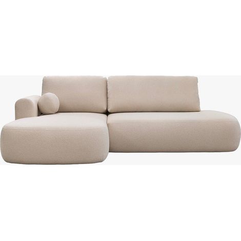 TYLAN Canapé d’angle convertible avec coffre effet peau de mouton beige - Angle gauche (1/5)
