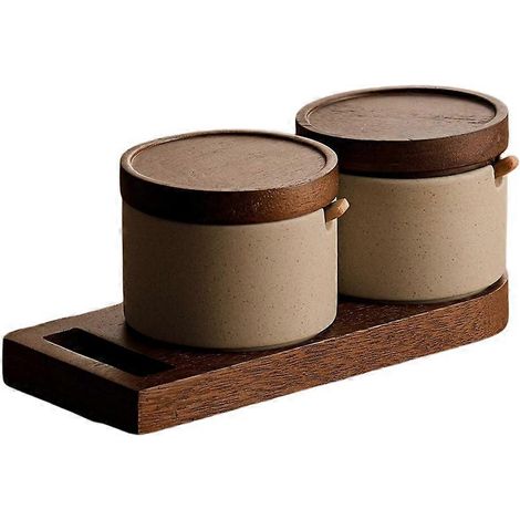 Japonais type ceramic spice pot clay rangement condiments containers pour sel poivre chili poudre ideal 2 pièces (1/5)