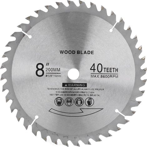 Lame de scie circulaire 8 pouces, tronçonneuse en carbure cémenté à 40 dents pour la coupe du bois et du métal (1/5)