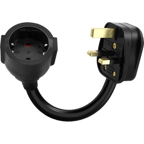 Adaptateur EU vers UK, Adaptateur secteur européen 13A 240V vers prise britannique 3 broches, convertisseur de câble d’alimentation de 2 broches à 3 broches pour voyage (1/5)