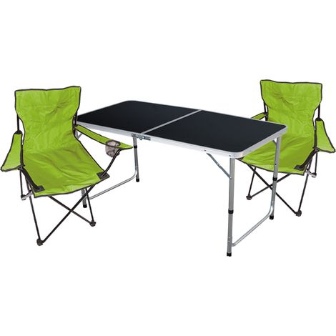 3-teiliges Campingmöbel Set schwarz - Lime-MMC330872B+2xMPO2470 (1/5)