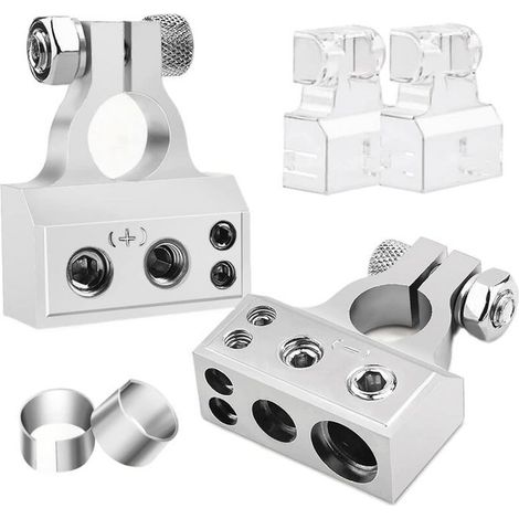 2 bornes batterie + couvercles – autoradio – argent (1/5)