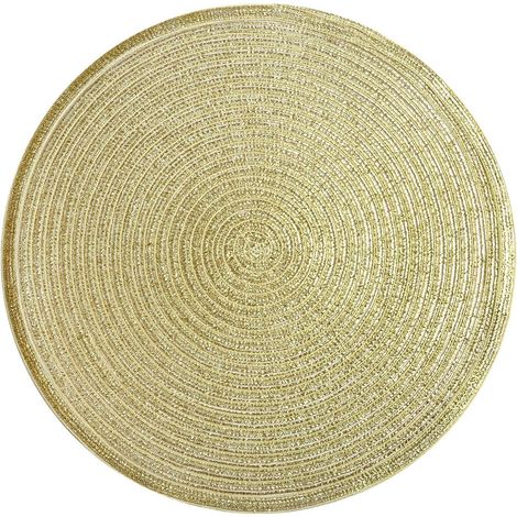 dessous de plat ronds tressés dorés lot de 6 table Noël (1/4)
