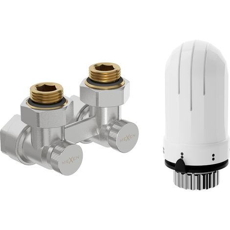 Mexen G03 Thermostat-Set, zweirohrig DN50, Eckform 1/2"x16 mm, Nickel - W911-016-938-01 (1/2)