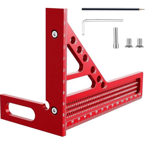 Équerre de Menuisier 3D Multi-Angle, Règle de Charpentier en Aluminium, Mesure 22,5/30/45/60/75/90°, Outil de Traçage et Marquage pour Travail du Bois, Charpente et Menuiserie, 150 mm (1/5)