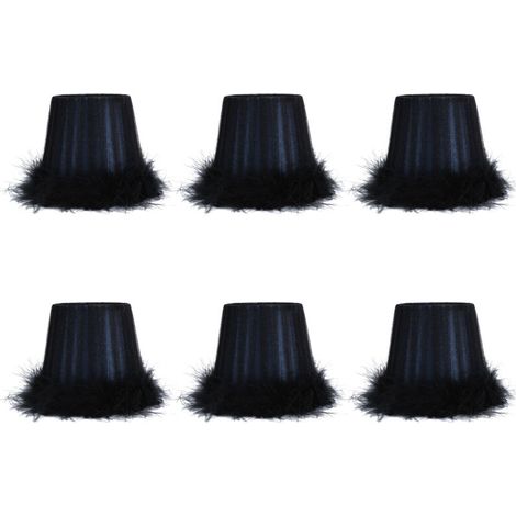 Jeffergarden Lot de 6 abat-jour en tissu à plumes bleu pour lustre d'hôtel ou applique murale, avec housse de protection. (1/5)