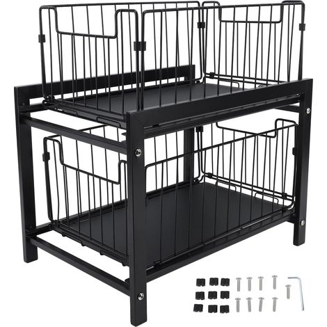2-Tier Pull-Out Iron Under Sink Organizer, Multifunctional Storage Shelf for Kitchen, Bathroom, and Cabinet Countertop (1/5)