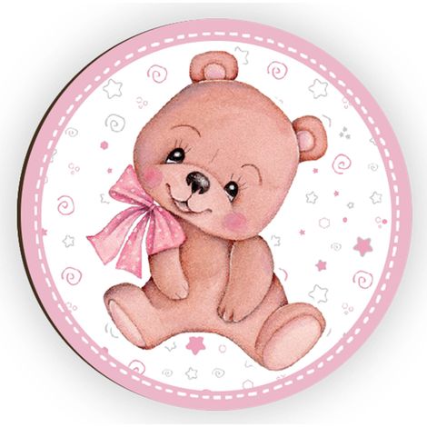 Lupia - Calamita, MAGNETI in Legno Set da 24 PEZZI D.4,5 cm ORSACCHIOTTA con decorazione stampata, segnaposto ricordino regalo, bomboniera confettata, pensierino Battesimo o evento (1/4)