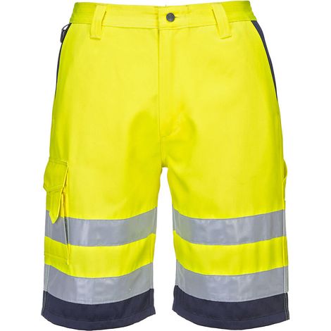 Short En Poly-coton Léger Haute Visibilité - Xxxl - Jaune/marine - Portwest