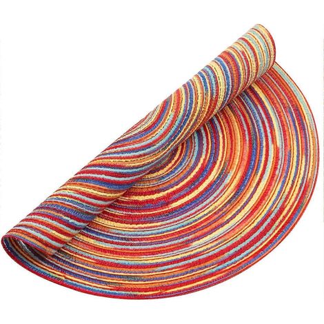 Lot de 6 sets de table ronds en coton tressé rouge - Résistants à la chaleur et lavables (1/4)