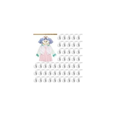 50 cintres Peu encombrants, Crochets de Connexion, cintres Peu encombrants, Crochets de Connexion Peu encombrants pour cintres, cintres Multiples pour Organisateur de Garde Robe, Blanc 5.5x2CM (1/5)