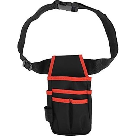 BUNTHAUS CSPARKV 13 x 26 cm Sac Banane à Outils 6 Poches en Tissu Oxford Sac Ceinture à Outils Petits Outils de Réparation Pochette de Rangement pour Charpentier électricien Technicien(Rouge) (1/5)