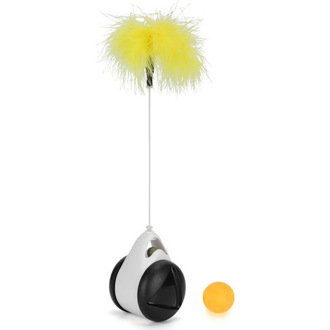 Jouet Interactif Chat Voiture Sans Pile Auto-Rotation Plume Balle ABS Noir 6x9cm Anti-Salissure Éveil Instincts Jeu Sol Canapé (1/5)