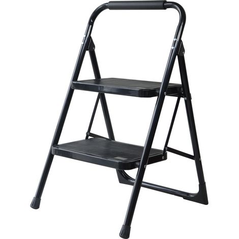 Dapetz ® 2 Step Ladder Black Lightweight Folding Stepladder Safety Small Stool with Non-Slip and Wide Pedal Ideal for Home Kitchen Garage Household Ladder (1/5)