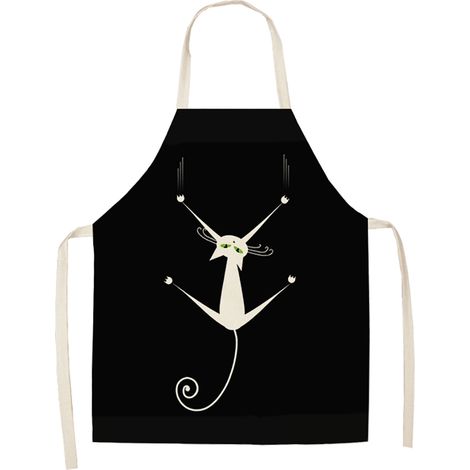 Tablier De Cuisine - Motif Chat Dessin Animé - Imperméable Et Résistant - Pour Cuisson Et Pâtisserie - 1 Pièce (1/2)