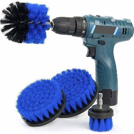 4 Pcs Brosse Perceuse, Brosses à Récurer pour Perceuse électrique, Brosse Rotative Nettoyage pour Tapis Voiture, Outil de Brosse Perceuse Nettoyage Kit pour Surfaces de Salle de Bain, Sol, Ba (1/5)