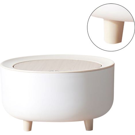 Petite poubelle de bureau avec couvercle, seau de rangement sur pied, accessoire ménager mignon, mini blanche (1/5)